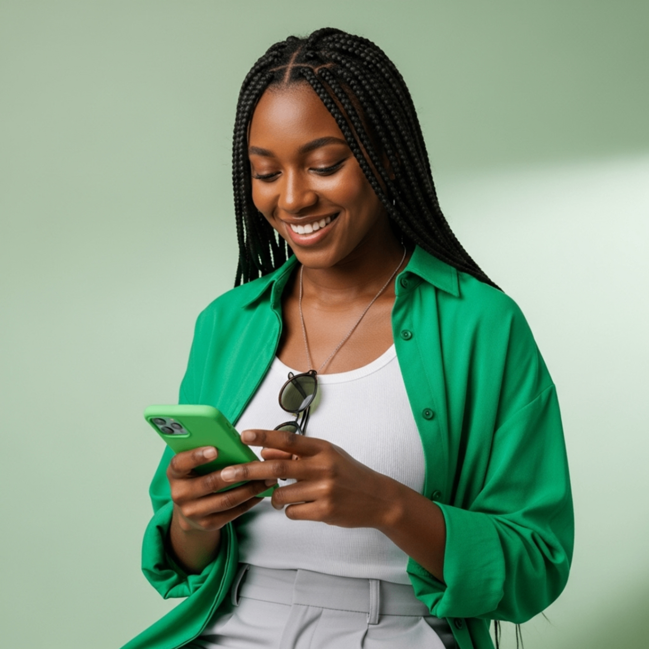 Uso do app · foco no aparelho em mãos