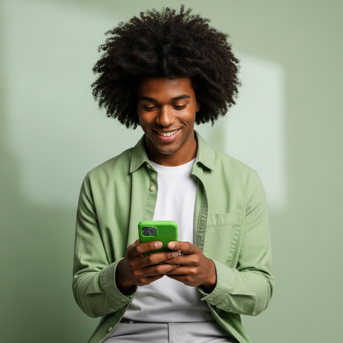 Uso quadrado · interação frontal com o app