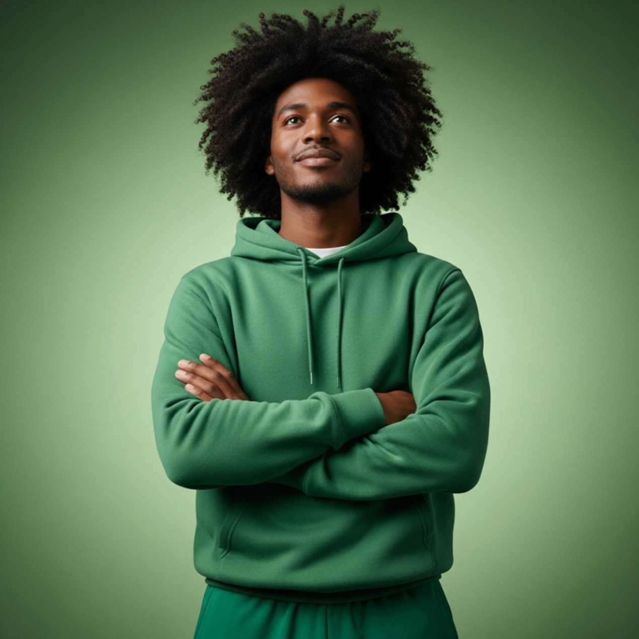 Retrato quadrado · moletom com fundo verde